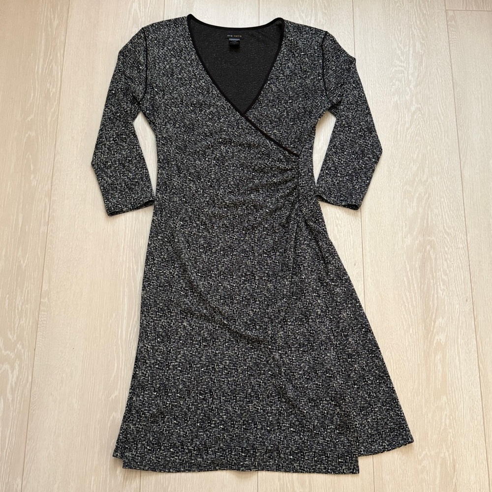 Eva Varro Vintage Black and Gray V-Neck Dress